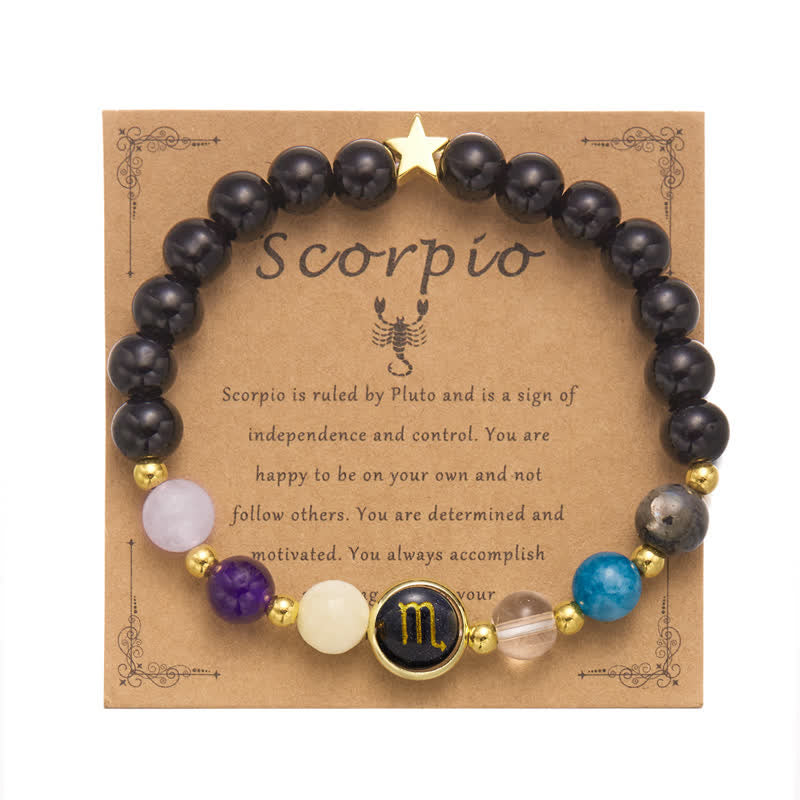 Olivenorma Natural Stone Beaded Zodiac Pentagram Pendant Bracelet - Scorpio - image 8