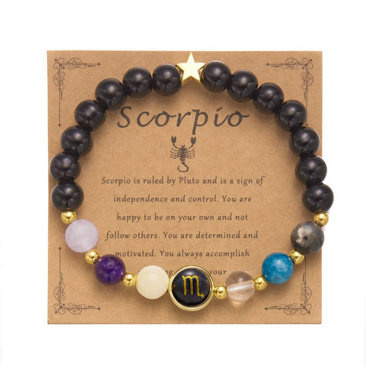 Olivenorma Natural Stone Beaded Zodiac Pentagram Pendant Bracelet - Scorpio - image 8