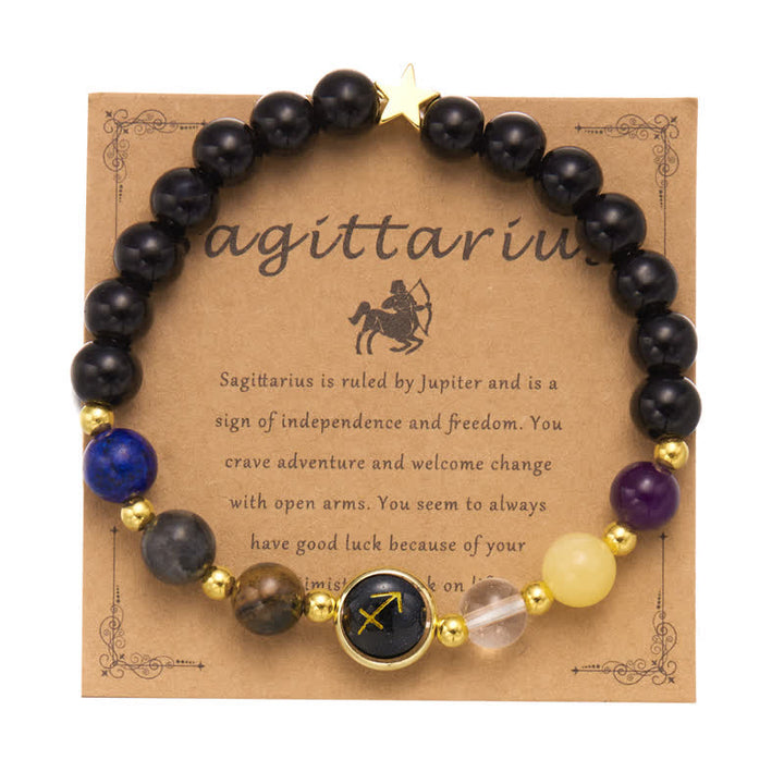 Olivenorma Natural Stone Beaded Zodiac Pentagram Pendant Bracelet - Sagittarius - image 9