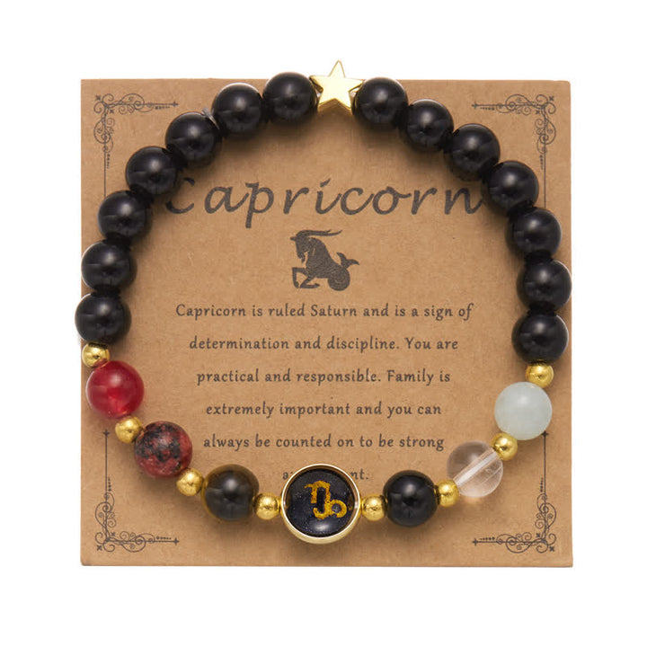 Olivenorma Natural Stone Beaded Zodiac Pentagram Pendant Bracelet - Capricorn - image 10