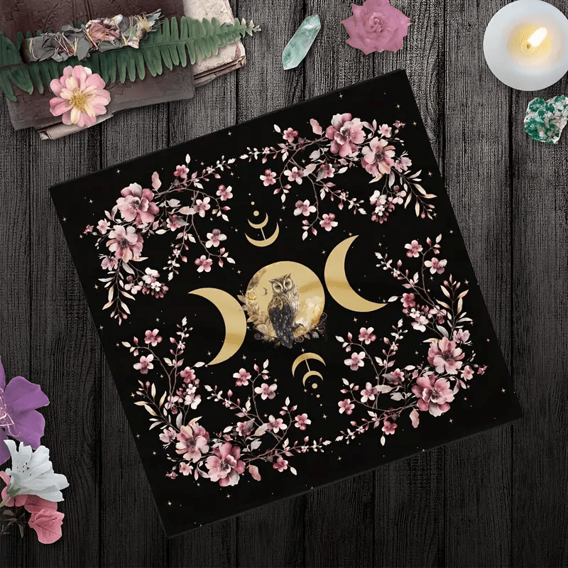 Olivenorma Owl & Moon Phase Witch Tarot Tablecloth - image 1