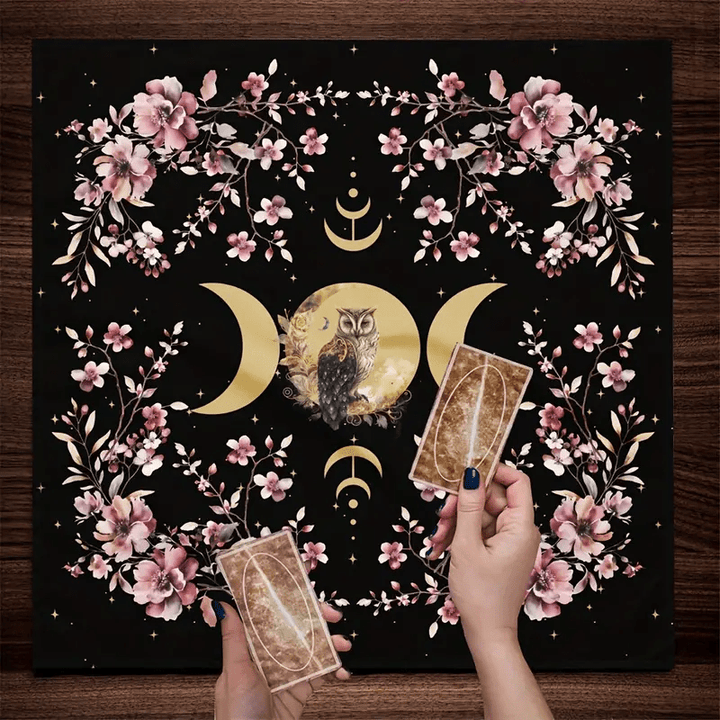 Olivenorma Owl & Moon Phase Witch Tarot Tablecloth - image 2