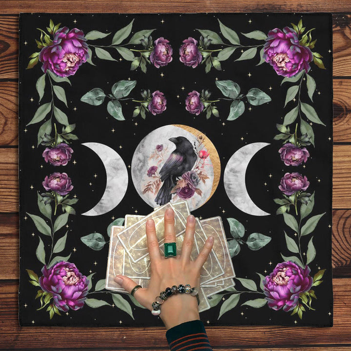 Olivenorma Raven & Flowers Alter Cloth Tarot Tablecloth - image 2