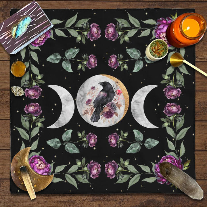 Olivenorma Raven & Flowers Alter Cloth Tarot Tablecloth - image 1
