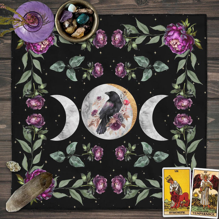 Olivenorma Raven & Flowers Alter Cloth Tarot Tablecloth - Raven & Flowers - 75cm*75cm - image 0