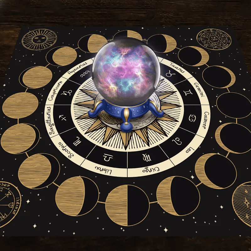 Olivenorma Astrology Wheel Moon Phase Zodiac Tarot Tablecloth - image 4