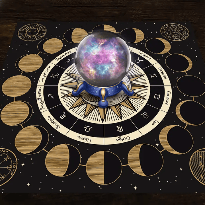 Olivenorma Astrology Wheel Moon Phase Zodiac Tarot Tablecloth - image 4