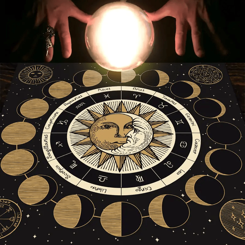 Olivenorma Astrology Wheel Moon Phase Zodiac Tarot Tablecloth - image 5