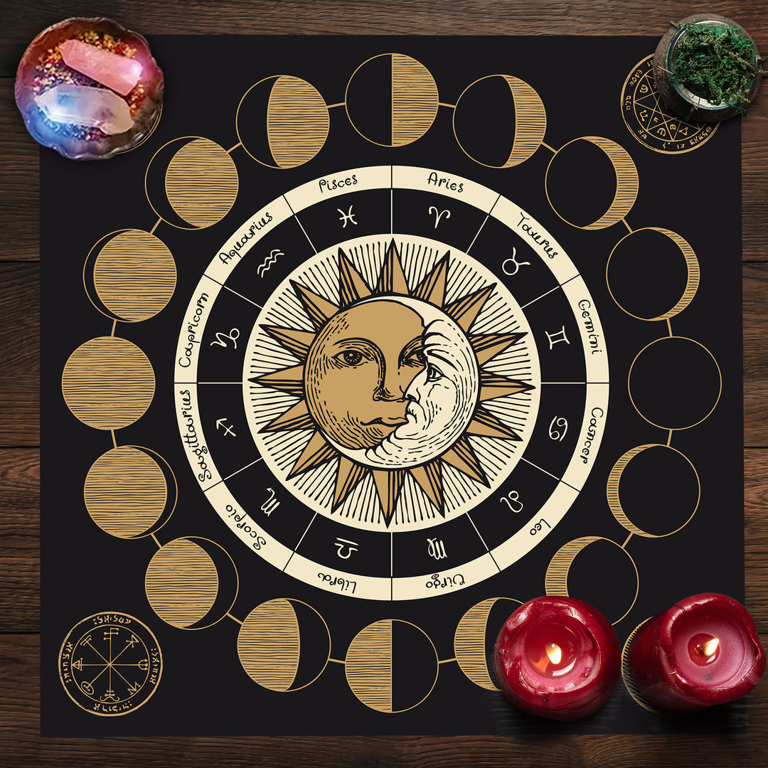 Olivenorma Astrology Wheel Moon Phase Zodiac Tarot Tablecloth - image 2
