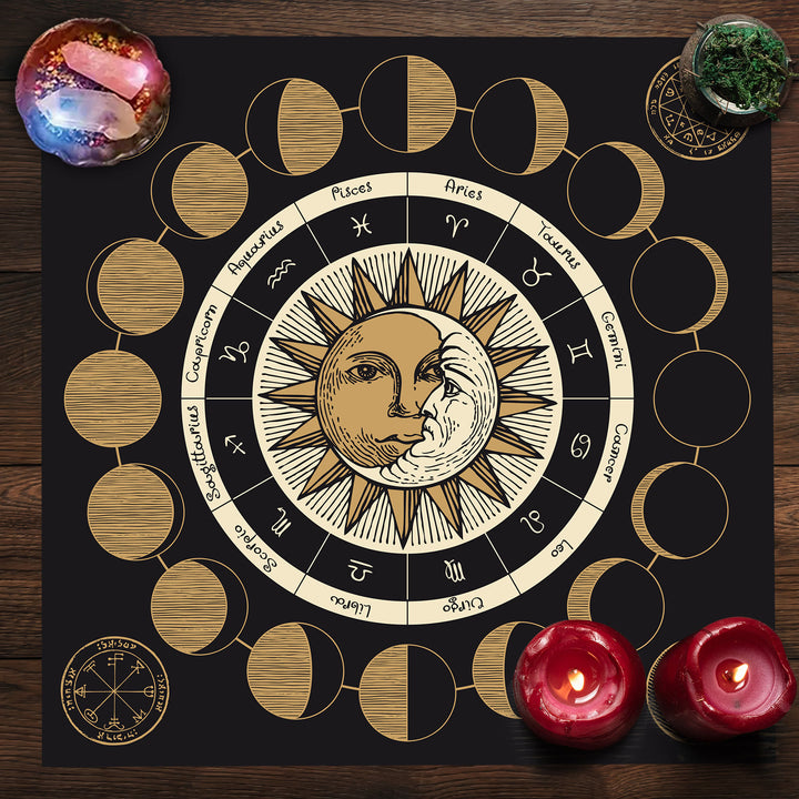Olivenorma Astrology Wheel Moon Phase Zodiac Tarot Tablecloth - image 2