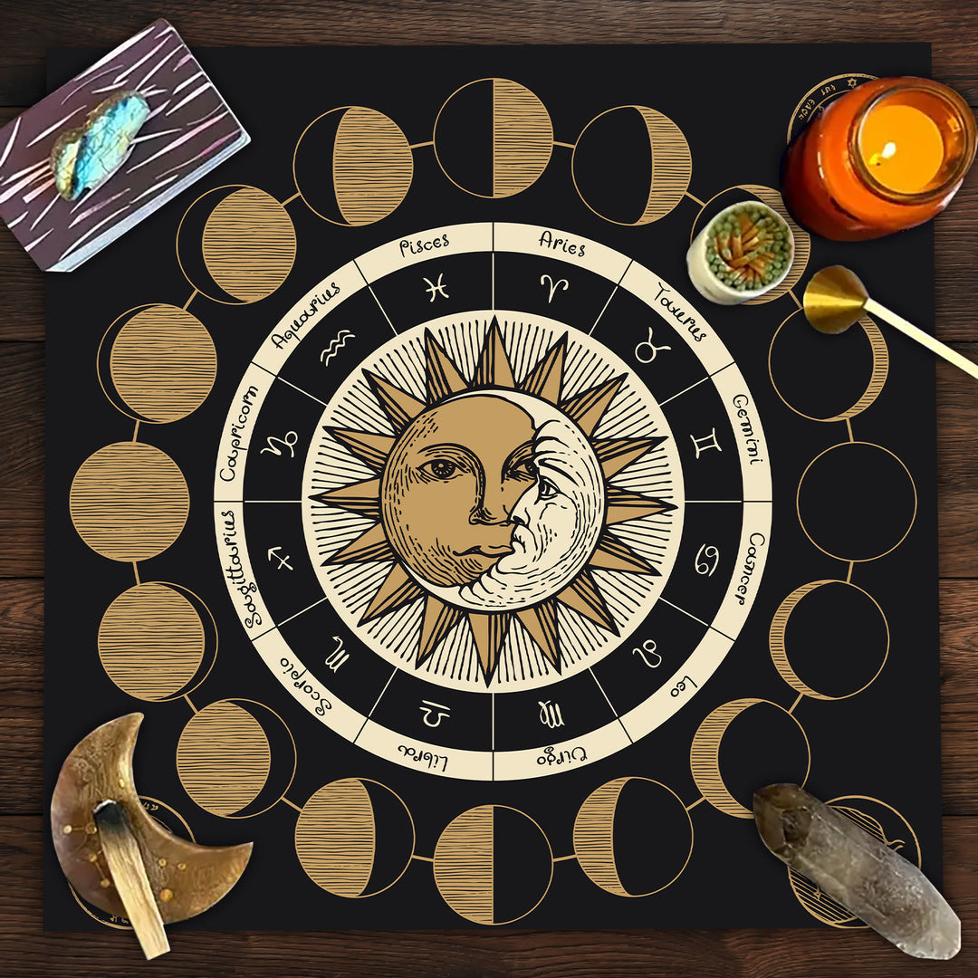 Olivenorma Astrology Wheel Moon Phase Zodiac Tarot Tablecloth - image 3