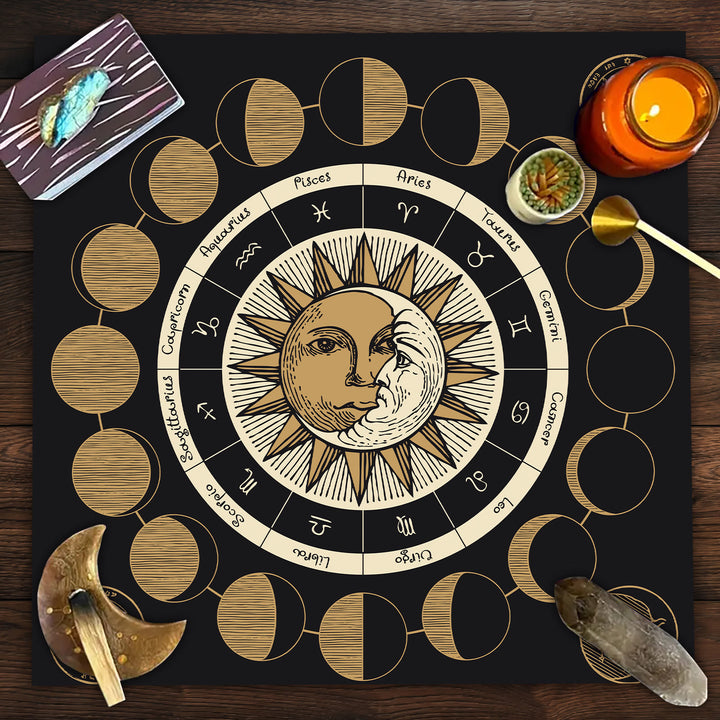 Olivenorma Astrology Wheel Moon Phase Zodiac Tarot Tablecloth - image 3