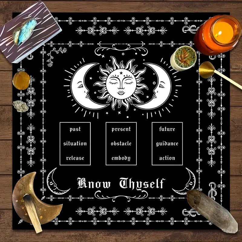 Olivenorma Know Thyself Moon & Sun Tarot Tablecloth - Know Thyself - 75cm*75cm - image 0