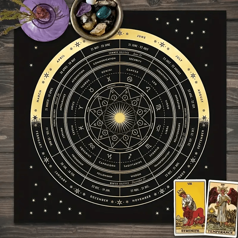 Olivenorma Zodiac Astrology Wheel Of Year Tarot Tablecloth - image 1