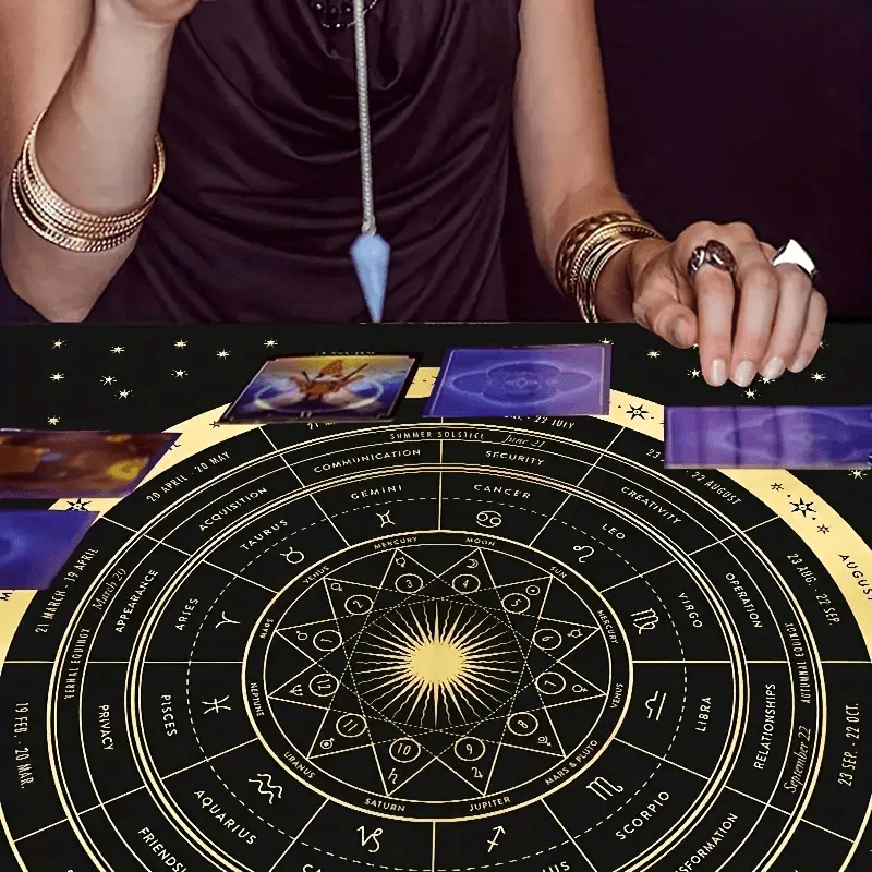 Olivenorma Zodiac Astrology Wheel Of Year Tarot Tablecloth - image 3