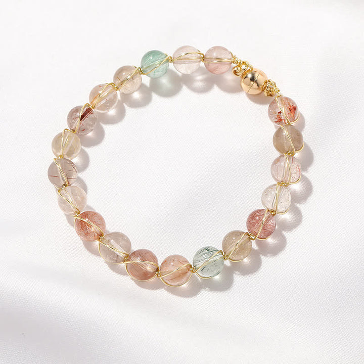 Olivenorma Colorful Rutilated Quartz Beaded Bracelet - image 1