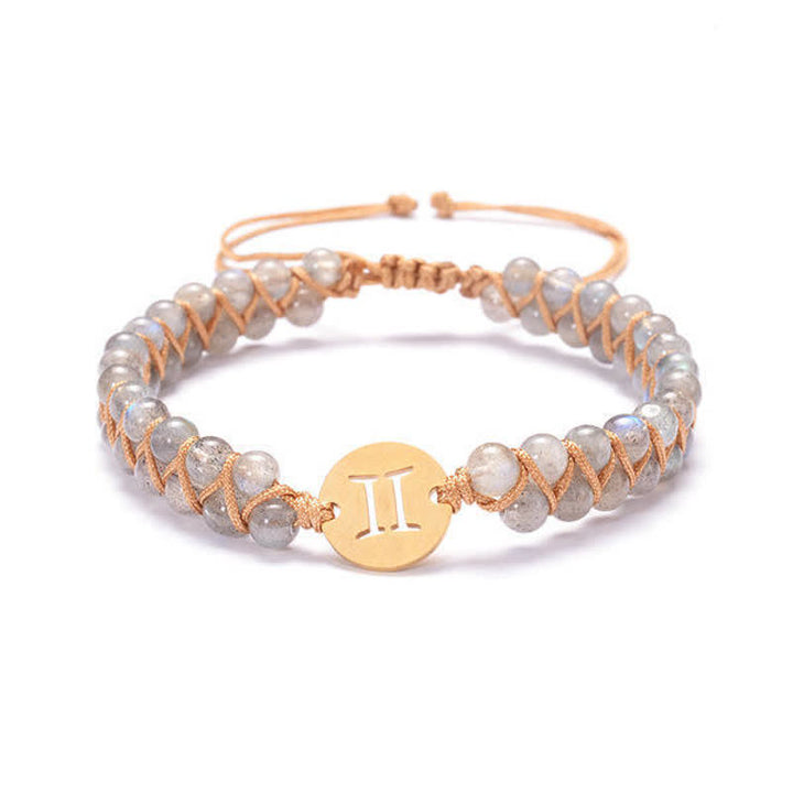Olivenorma Natural Stone Handwoven Double Beaded Zodiac Bracelet - Gemini & Labradorite - image 6