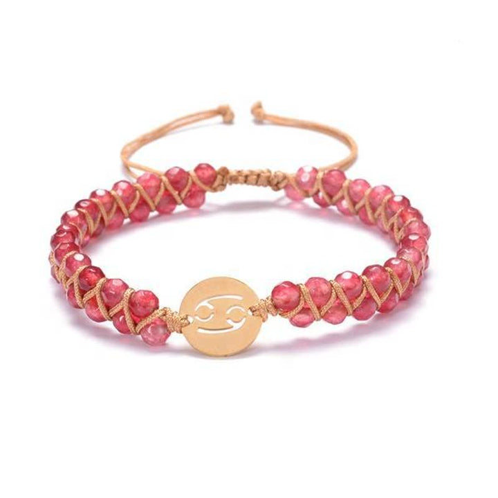 Olivenorma Natural Stone Handwoven Double Beaded Zodiac Bracelet - Cancer & Red Smelting Quartz - image 8