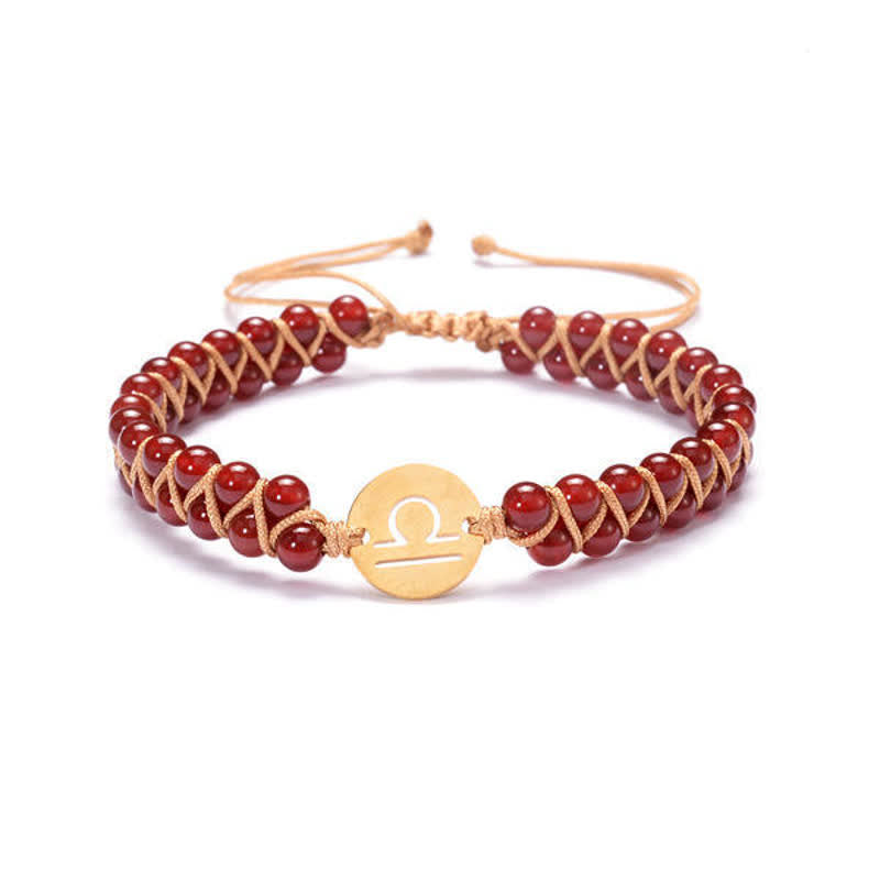 Olivenorma Natural Stone Handwoven Double Beaded Zodiac Bracelet - Libra & Ruby Quartz - image 12