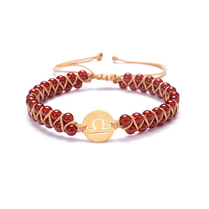 Olivenorma Natural Stone Handwoven Double Beaded Zodiac Bracelet - Libra & Ruby Quartz - image 12