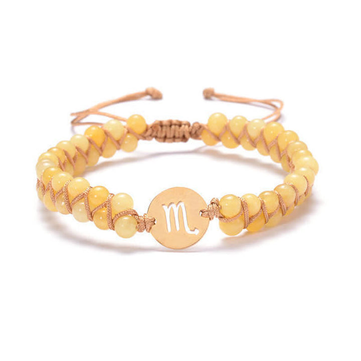 Olivenorma Natural Stone Handwoven Double Beaded Zodiac Bracelet - Scorpio & Citrine - image 14