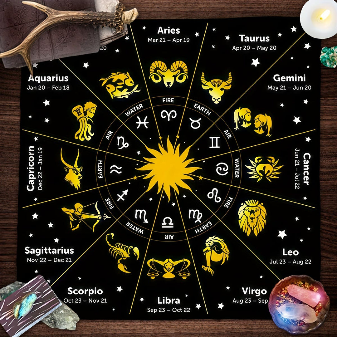 Olivenorma Zodiac 12 Constellations Divination Tarot Tablecloth - image 0