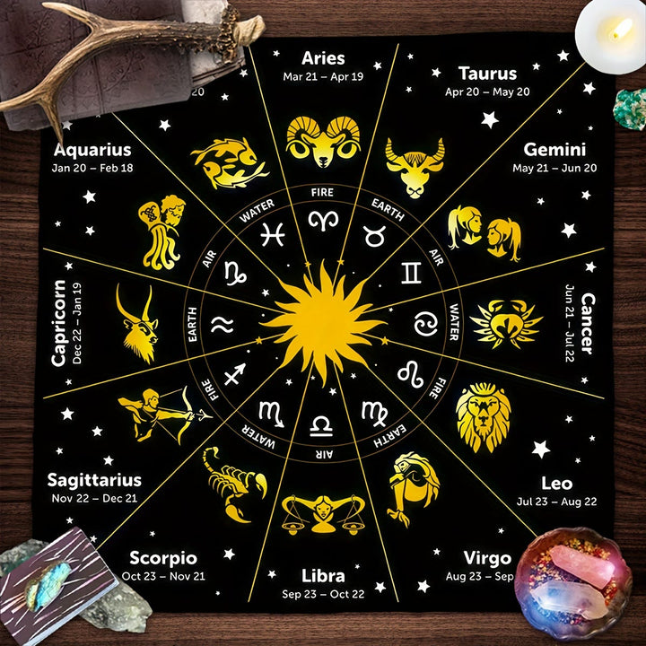 Olivenorma Zodiac 12 Constellations Divination Tarot Tablecloth - image 0