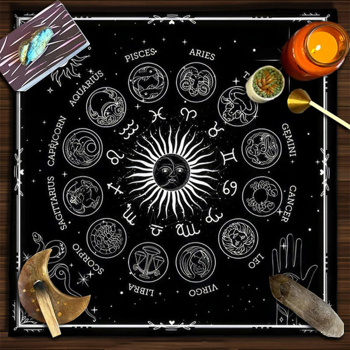 Olivenorma 12 Constellations Zodiac Signs Tarot Tablecloth - Zodiac-Black - 75cm*75cm - image 5