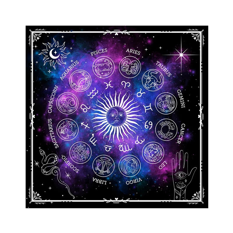 Olivenorma 12 Constellations Zodiac Signs Tarot Tablecloth - image 1