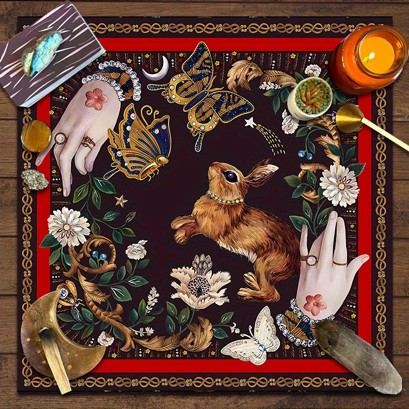 Olivenorma Rabbit Catching Butterflies Divination Tarot Tablecloth - image 2