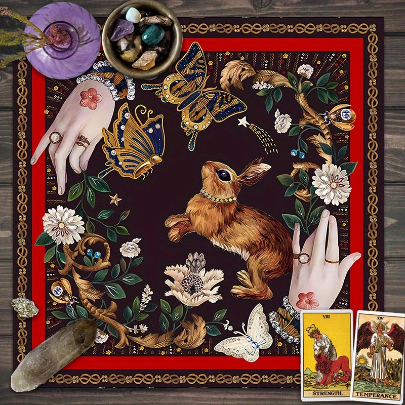 Olivenorma Rabbit Catching Butterflies Divination Tarot Tablecloth - image 3
