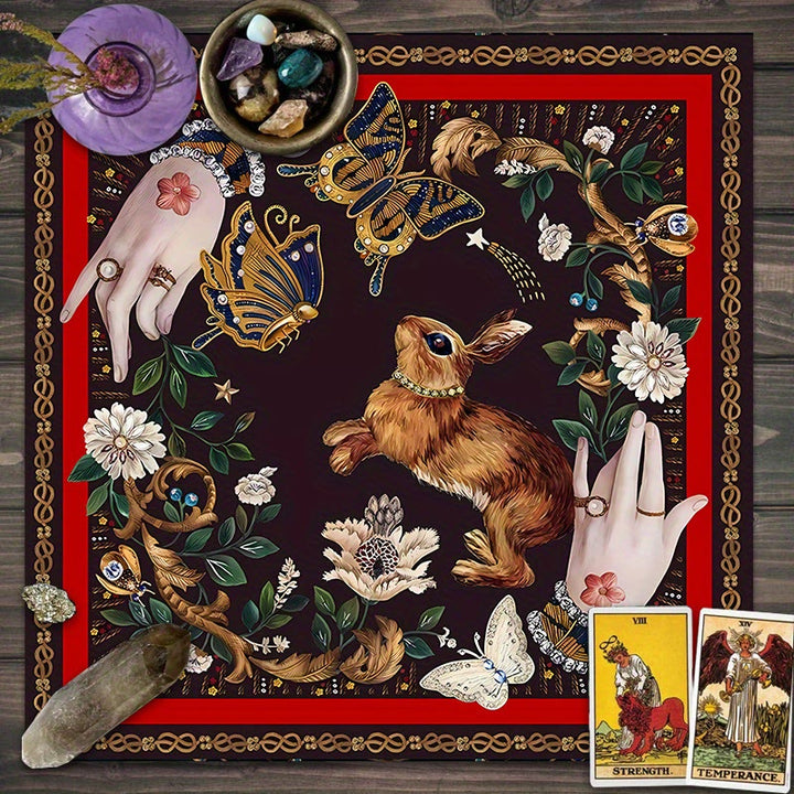 Olivenorma Rabbit Catching Butterflies Divination Tarot Tablecloth - image 3