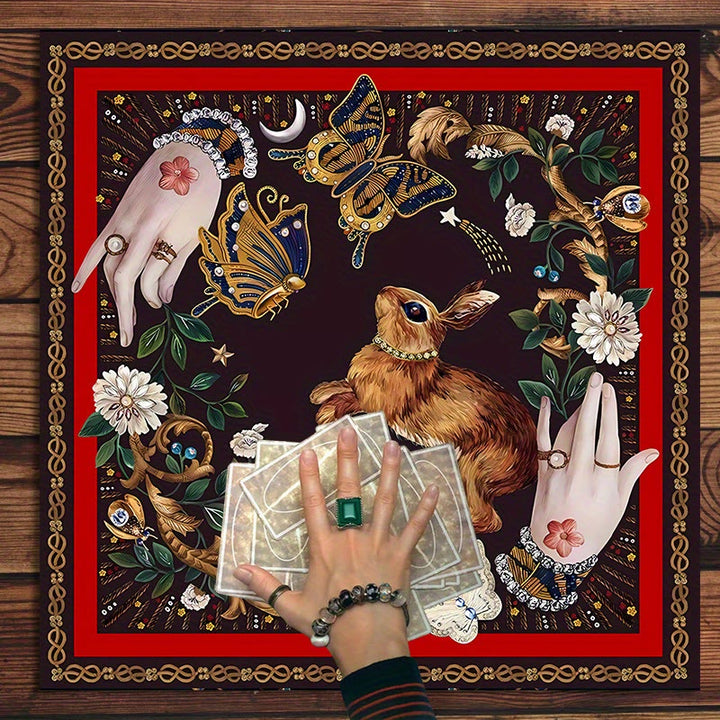 Olivenorma Rabbit Catching Butterflies Divination Tarot Tablecloth - image 4