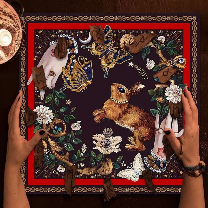 Olivenorma Rabbit Catching Butterflies Divination Tarot Tablecloth - image 1