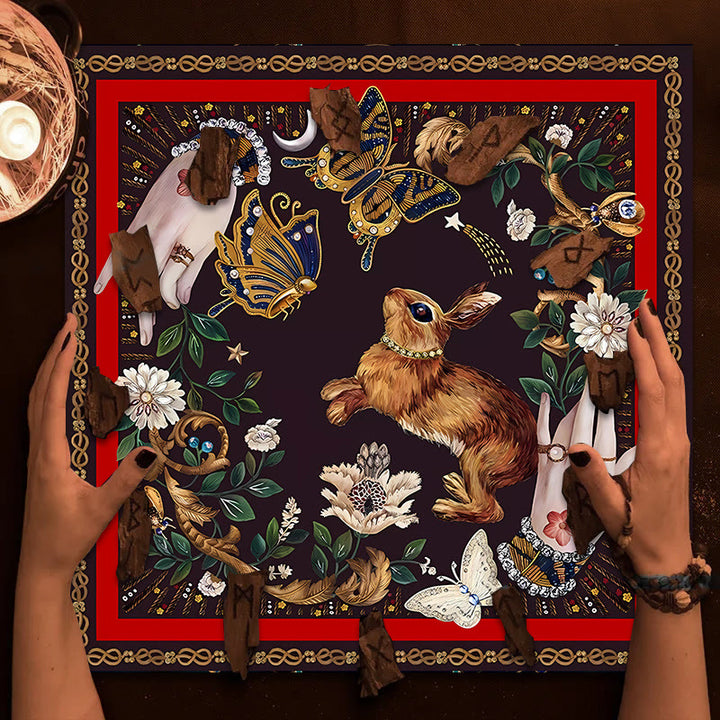 Olivenorma Rabbit Catching Butterflies Divination Tarot Tablecloth - image 1