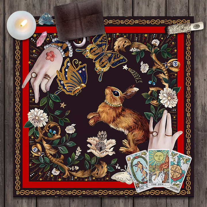 Olivenorma Rabbit Catching Butterflies Divination Tarot Tablecloth - Rabbit - 75cm*75cm - image 0