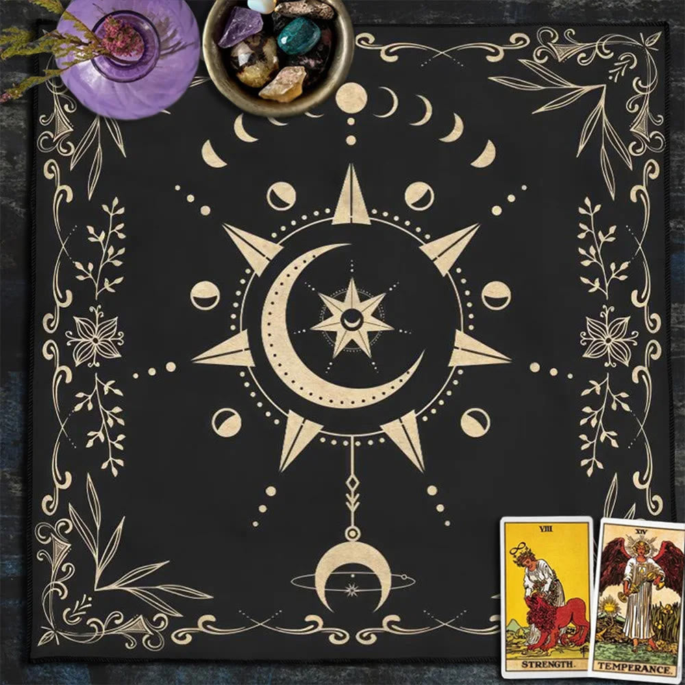 Olivenorma Gold Moon Phase Altar Cloth Tarot Tablecloth - Moon Phase - 75cm*75cm - image 0