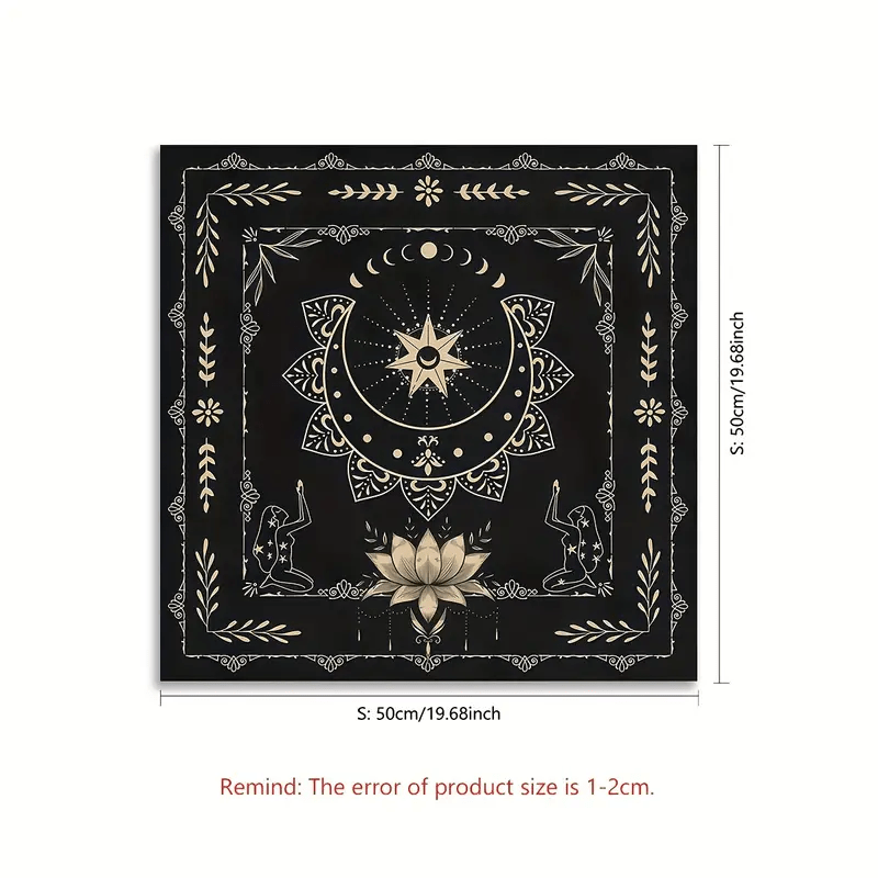 Olivenorma Mystical Moon Phase Lotus Sign Divination Tarot Tablecloth - Moon Phase - 50cm*50cm - image 5
