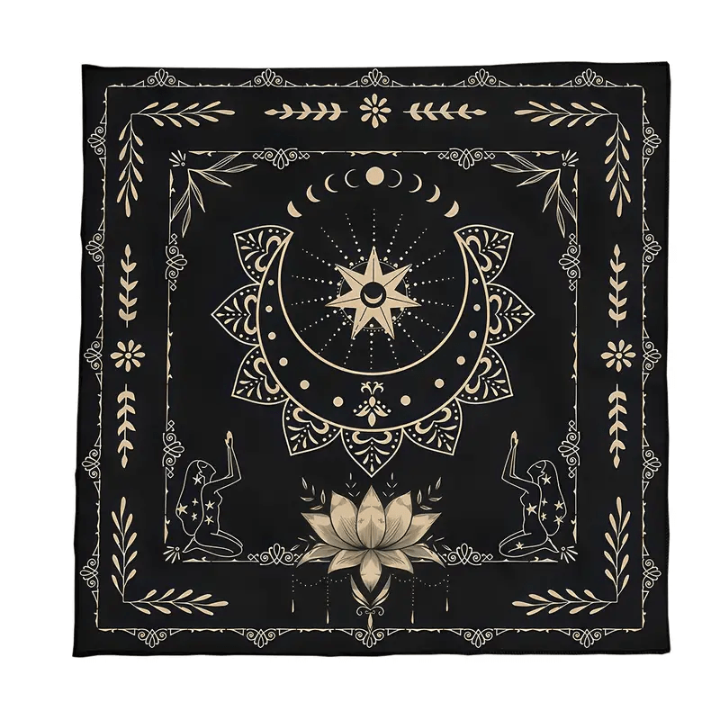 Olivenorma Mystical Moon Phase Lotus Sign Divination Tarot Tablecloth - image 1