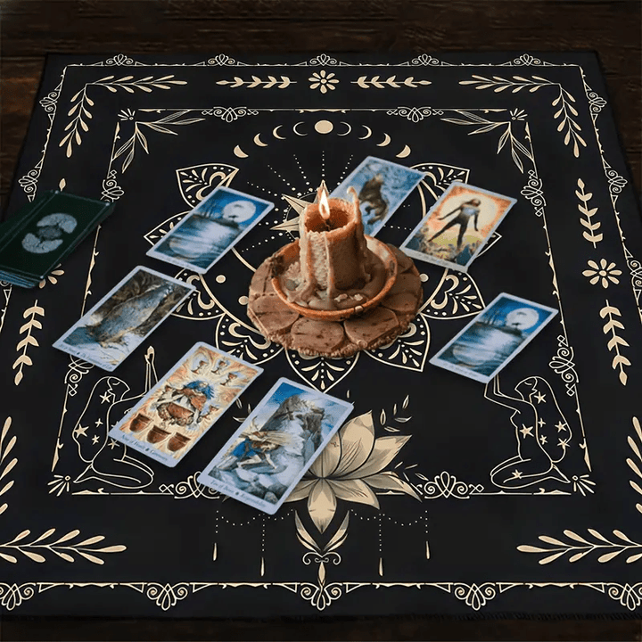 Olivenorma Mystical Moon Phase Lotus Sign Divination Tarot Tablecloth - image 3