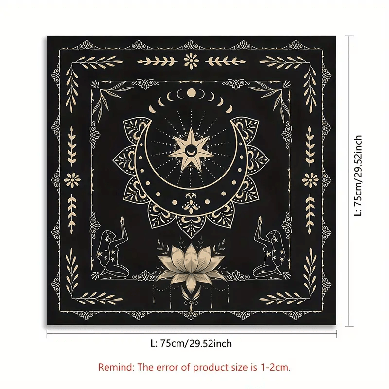 Olivenorma Mystical Moon Phase Lotus Sign Divination Tarot Tablecloth - Moon Phase - 75cm*75cm - image 6