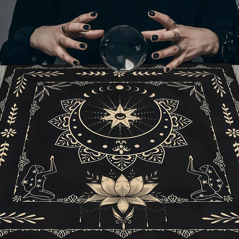 Olivenorma Mystical Moon Phase Lotus Sign Divination Tarot Tablecloth - image 4