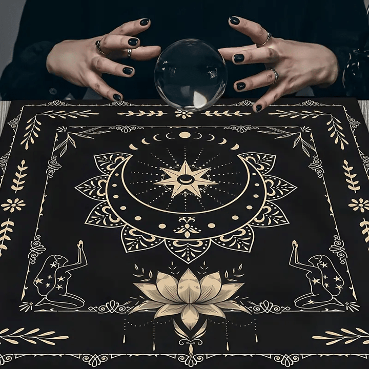 Olivenorma Mystical Moon Phase Lotus Sign Divination Tarot Tablecloth - image 4