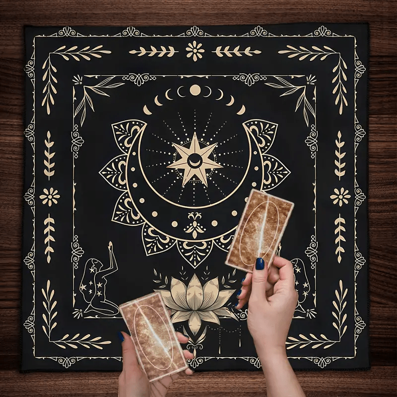 Olivenorma Mystical Moon Phase Lotus Sign Divination Tarot Tablecloth - image 2