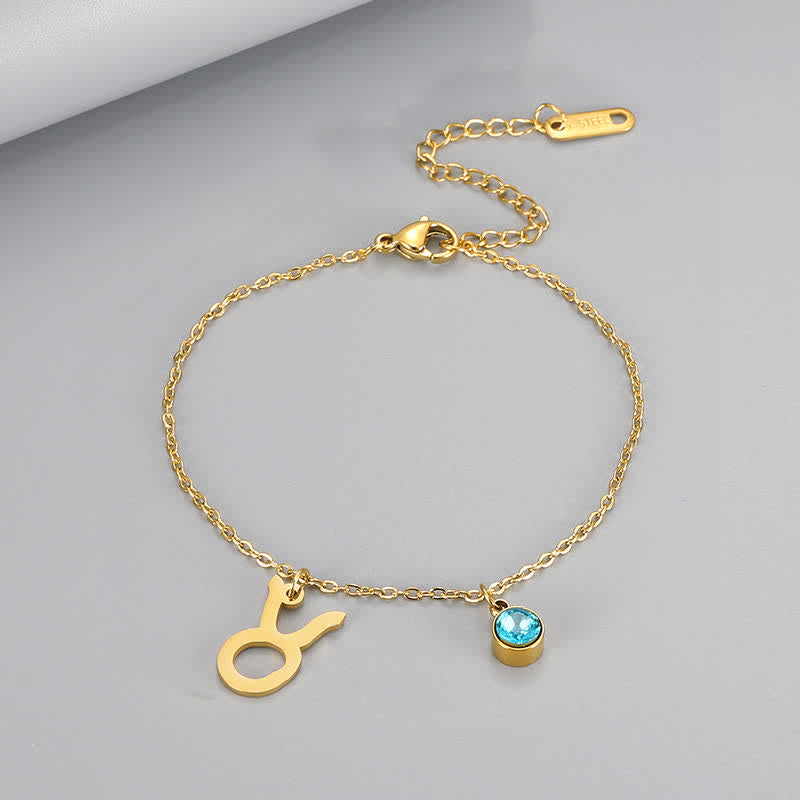 Olivenorma Blue Topaz Zodiac Symbol Pendant Bracelet - Taurus - image 3
