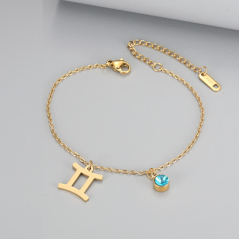 Olivenorma Blue Topaz Zodiac Symbol Pendant Bracelet - Gemini - image 4