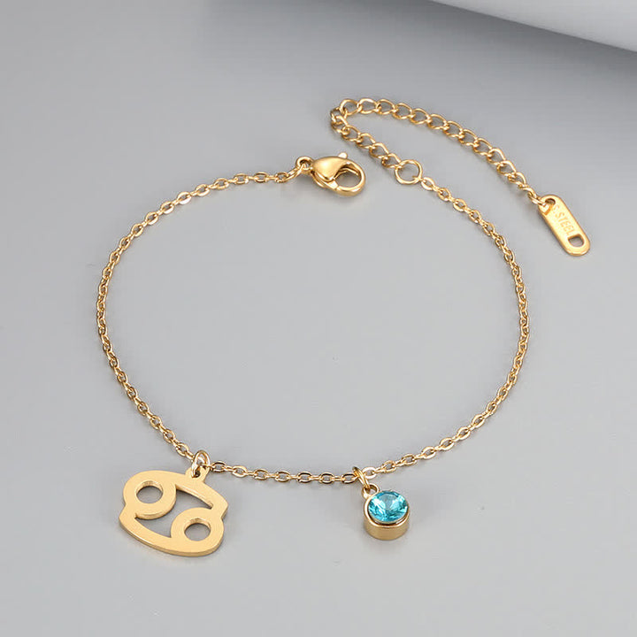 Olivenorma Blue Topaz Zodiac Symbol Pendant Bracelet - Cancer - image 5