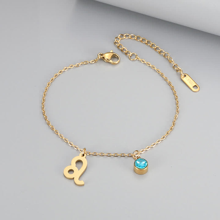 Olivenorma Blue Topaz Zodiac Symbol Pendant Bracelet - Leo - image 7