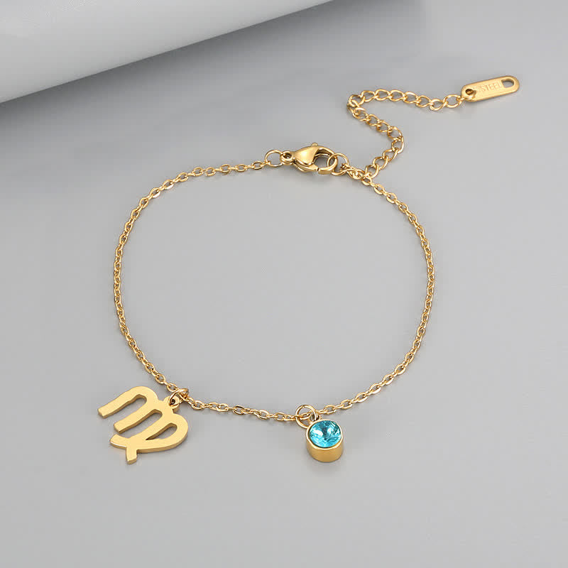 Olivenorma Blue Topaz Zodiac Symbol Pendant Bracelet - Virgo - image 9