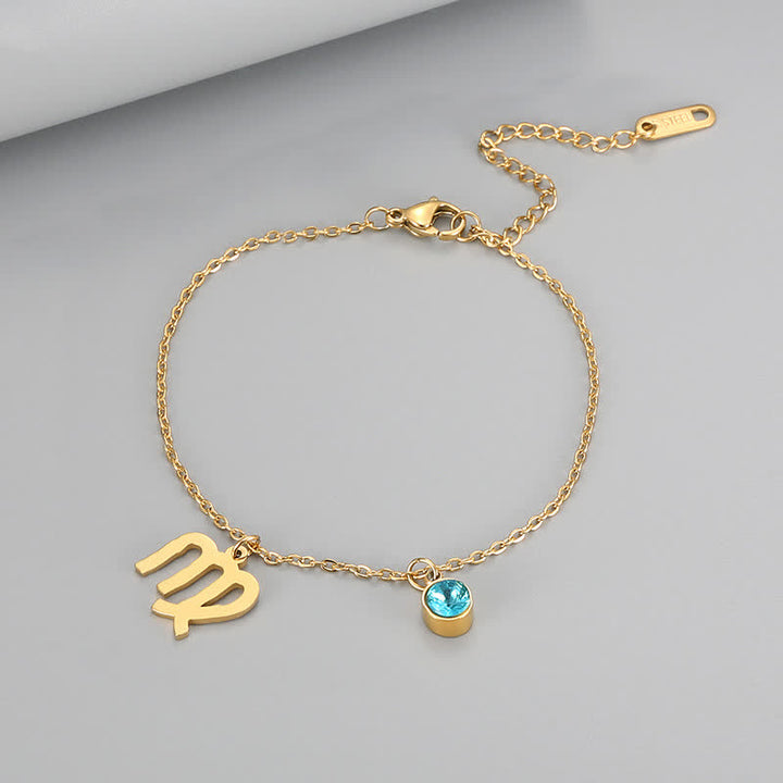 Olivenorma Blue Topaz Zodiac Symbol Pendant Bracelet - Virgo - image 9